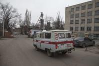 An emergency vehicle is pictured outside Zasyadko coal mine in Donetsk March 4, 2015. REUTERS/Baz Ratner