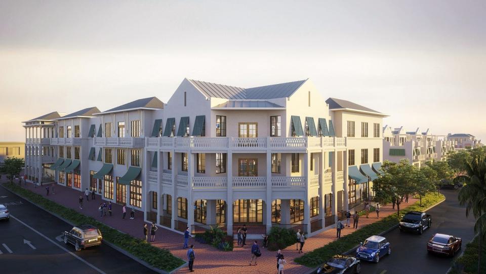 Rendering of Sundy Village, an office, retail and restaurant complex planned for the gateway to downtown Delray Beach.