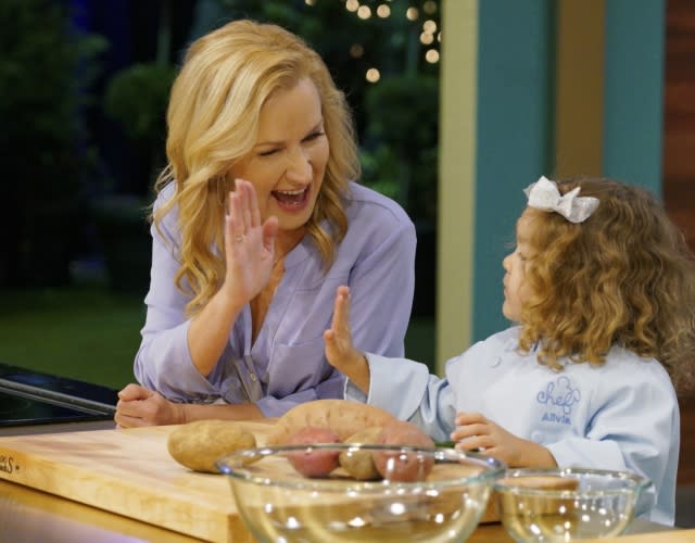 BE OUR CHEF, from left: host Angela Kinsey. Photo: Scott A. Miller / ©Disney+ / Courtesy Everett Collection