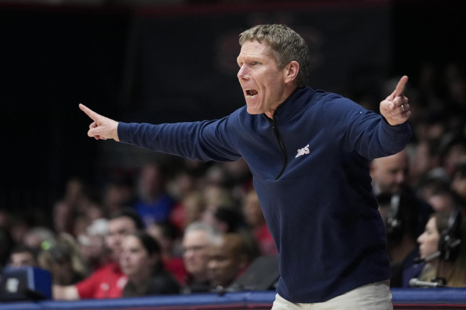 Gonzaga head coach Mark Few gestures during the second half of an NCAA college basketball game against Saint Mary's, Saturday, March 2, 2024, in Moraga, Calif. (AP Photo/Godofredo A. Vásquez)