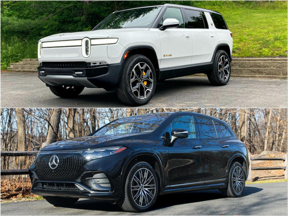 The Rivian R1S and Mercedes-Benz EQS SUV electric SUVs.