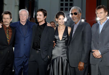 Gary Oldman , Michael Caine , Christian Bale , Katie Holmes , Morgan Freeman and Liam Neeson at the Hollywood premiere of Warner Bros. Pictures' Batman Begins