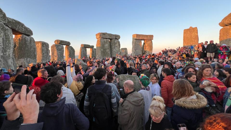 Close-knit crowd gathered in the stones
