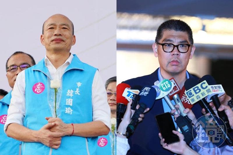 外傳韓國瑜（左）將會在月底決定是否參選黨主席，而連勝文（右）則稱確定參選，就會辭去智庫副董的職位。（本刊資料照）
