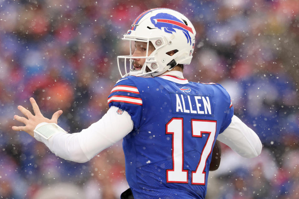  <a class="link " href="https://sports.yahoo.com/nfl/players/30977" data-i13n="sec:content-canvas;subsec:anchor_text;elm:context_link" data-ylk="slk:Josh Allen;sec:content-canvas;subsec:anchor_text;elm:context_link;itc:0">Josh Allen</a> #17 of the Buffalo Bills (Photo by Bryan M. Bennett/Getty Images)