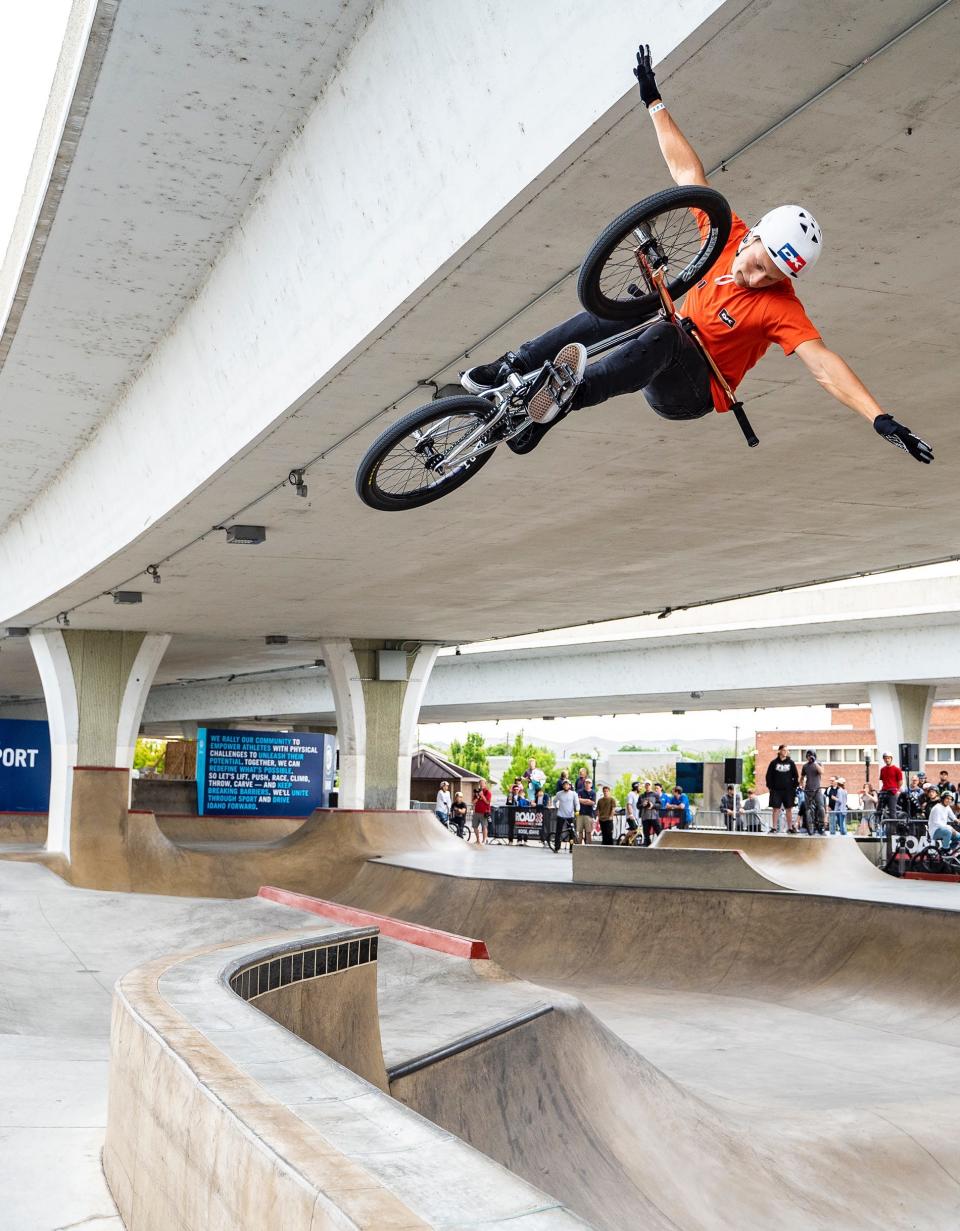 BMX pro Marcus Christopher competes in an event during his junior of high school at Lake.