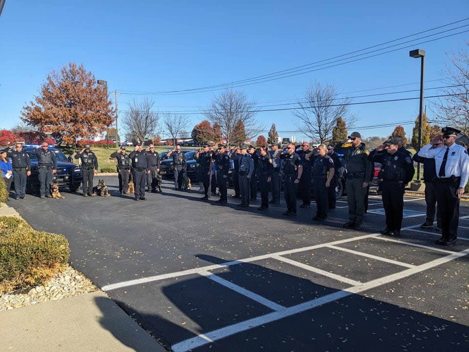 Officers from multiple departments gathered Monday to honor the life of K9 Officer Fury, who died in the line of duty over the weekend.