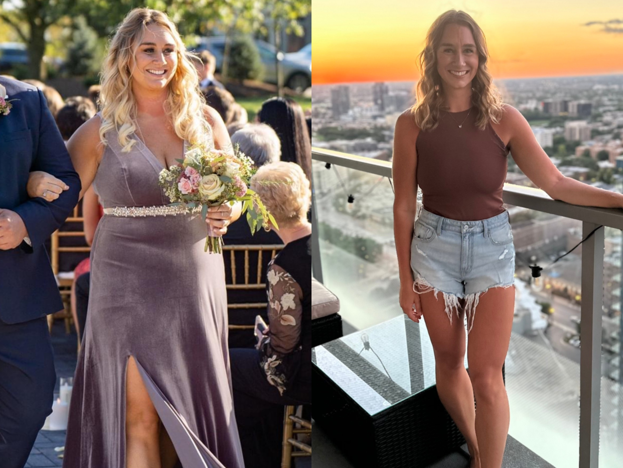 Megan Tjelle vor (links) und nach ihrem Gewichtsverlust von 48 Kilogramm. - Copyright: Megan Tjelle