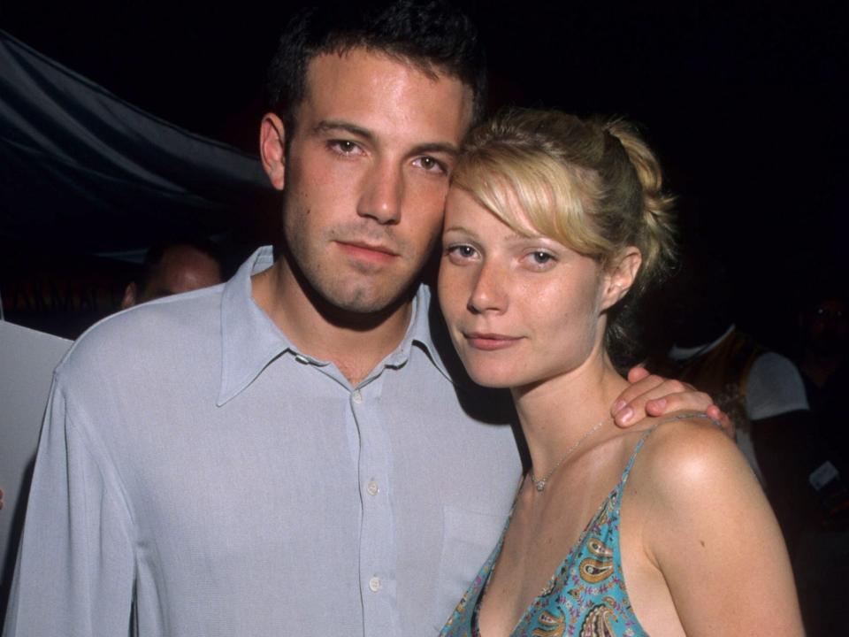 Ben Affleck and Gwyneth Paltrow posing together at the "Armageddon" premiere in July 1998.