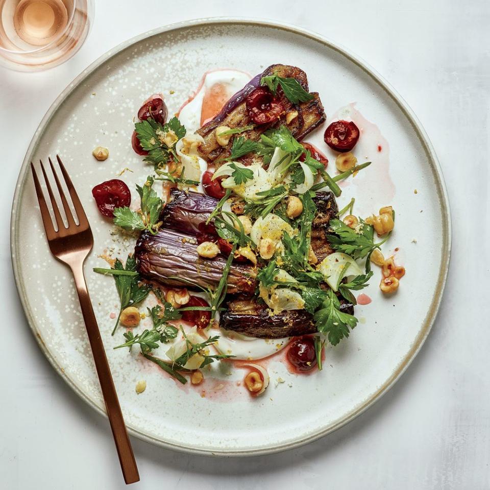 Day 6: Baharat-Spiced Eggplant with Hazelnuts, Cherries and Tarragon