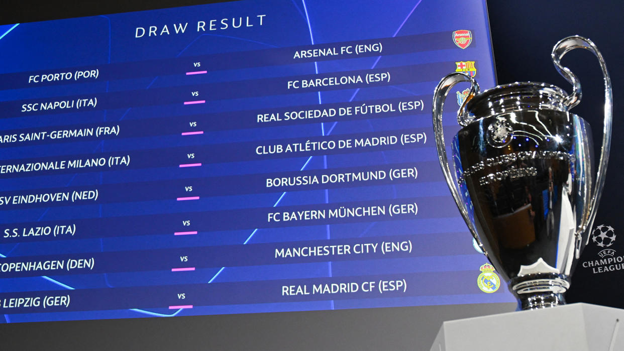  UEFA Champions League cup and draw. 