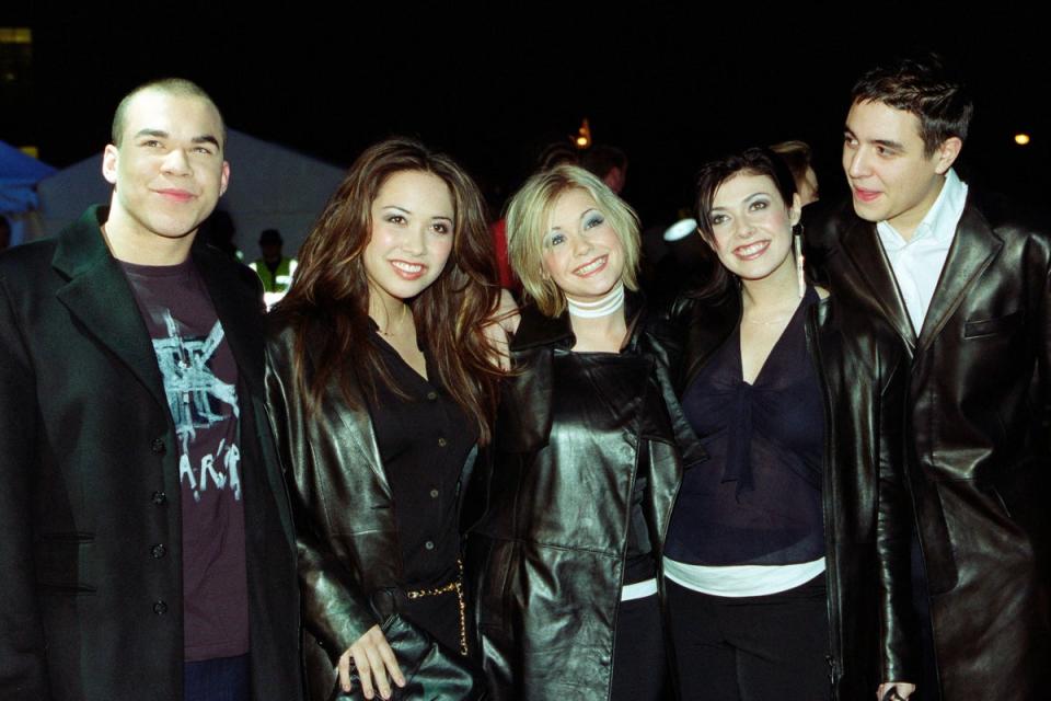 ‘Nobody would be allowed to treat anybody the way we were treated now’: Myleene with the rest of Hear’Say at the 2001 Brit Awards (Nils Jorgensen/Shutterstock)