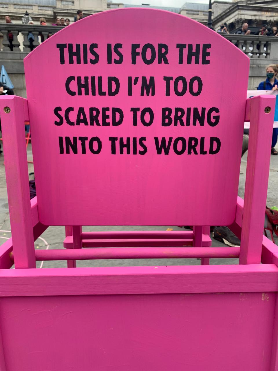 An XR high chair is pictured at the opening ceremony of the Impossible Rebellion (Sam Hancock/The Independent)