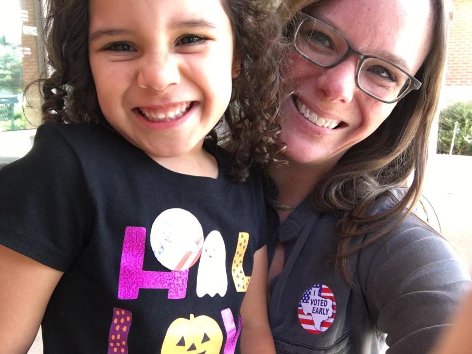 It was so important to me that my 4-year-old daughter was in the voting booth with me as a witness to this historical election. She will grow up knowing that she helped cast the ballot that elected our first female president It was a very special moment for this mom for sure.