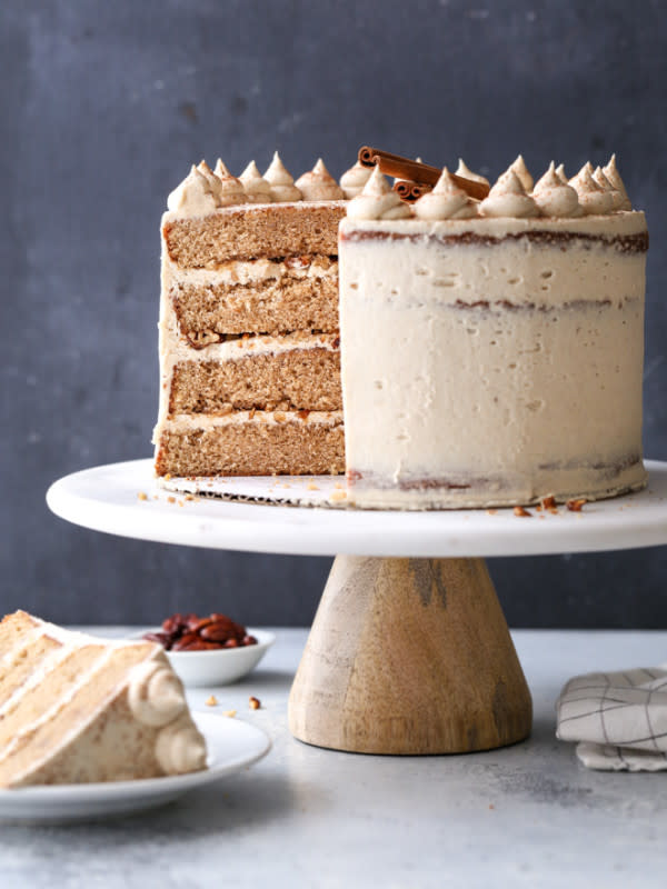 <p>Completely Delicious</p><p>This brown sugar cinnamon layer cake is full of autumn flavor and spice, with moist cake layers, candied pecans, and the fluffiest buttercream frosting.</p><p><strong>Get the recipe: <a href="https://www.completelydelicious.com/brown-sugar-and-cinnamon-layer-cake/" rel="nofollow noopener" target="_blank" data-ylk="slk:Brown Sugar and Cinnamon Layer Cake;elm:context_link;itc:0;sec:content-canvas" class="link rapid-noclick-resp">Brown Sugar and Cinnamon Layer Cake</a></strong></p><p><strong>Related: <a href="https://parade.com/1109848/mayakrampf/best-keto-brown-sugar-recipes/" rel="nofollow noopener" target="_blank" data-ylk="slk:25 Keto-Friendly Brown Sugar Recipes;elm:context_link;itc:0;sec:content-canvas" class="link rapid-noclick-resp">25 Keto-Friendly Brown Sugar Recipes</a></strong></p>