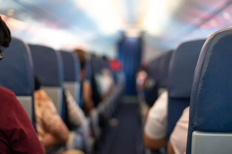 Close-up of people on a flight