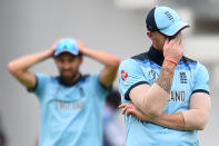 Stokes reacts after missing a catch (Photo by Glyn KIRK / AFP)