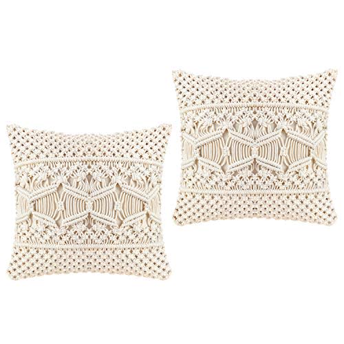 9) Mkono Macrame Throw Pillow Covers (Set of Two)