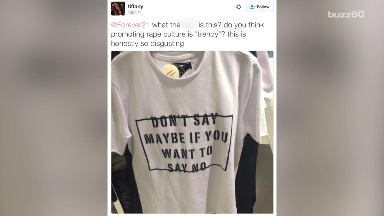 Forever 21 T-Shirt Pulled After Backlash for Promoting 'Rape Culture'