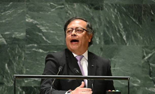 Colombian president Gustavo Petro addresses the 78th United Nations General Assembly at UN headquarters in New York City on 19 September 2023 (AFP via Getty Images)