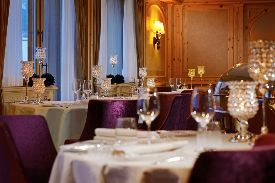 The dinning room at Capri Ristorante at Mont Cervin Palace Hotel