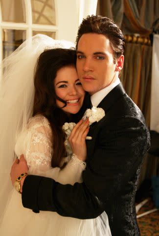 <p>Monty Brinton/CBS Photo Archive via Getty</p> Antonia Bernath and Jonathan Rhys Meyers in 'Elvis'