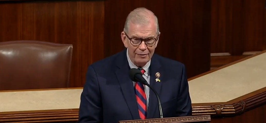 U.S. Rep. Tim Walberg, R-Tipton, speaks on the House floor while addressing the skyrocketing fuel prices in Michigan. Provided photo