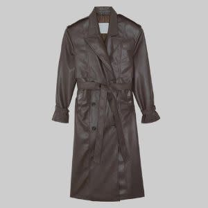 Faux leather trench coat