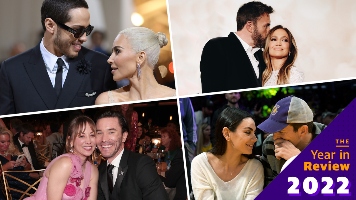 Pete Davidson and Kim Kardashian, Ben Affleck and Jennifer Lopez, Kaley Cuoco and Tom Pelphrey, Mila Kunis and Ashton Kutcher (Photo: Getty Images)