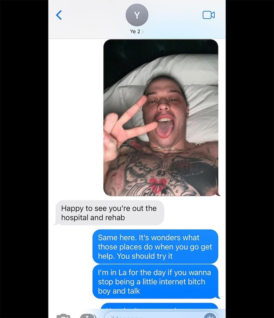 Dave Sirus, Pete Davidson, Kanye West, Texts, Instagram