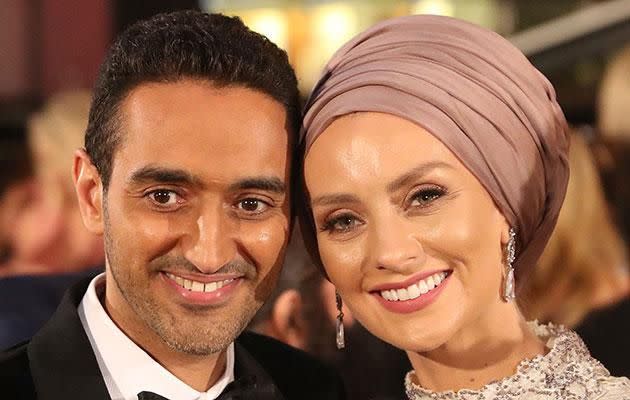 The couple smiled on the red carpet together. Photo: Getty