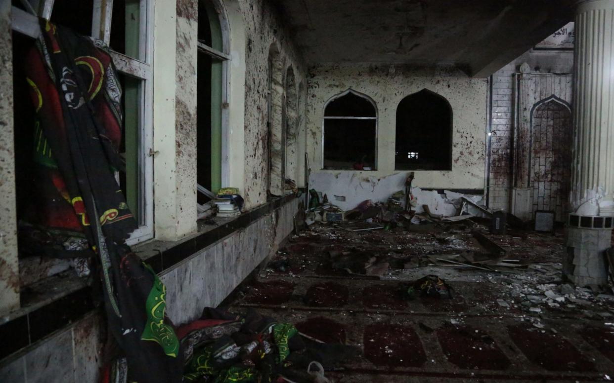 Photo taken on Oct. 20, 2017 shows the scene inside a mosque after an attack in Kabul, capital of Afghanistan - Barcroft Media