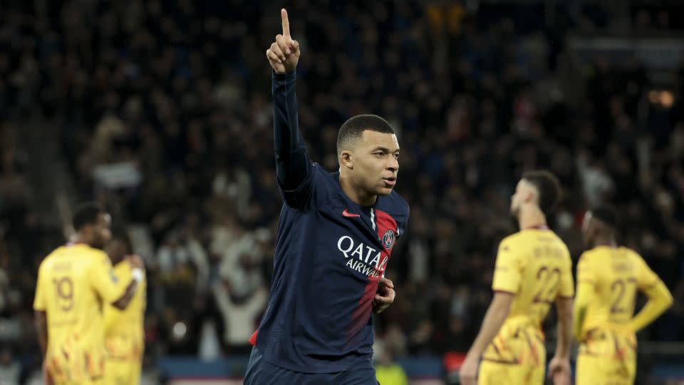 Kylian Mbappé scored two goals against Metz including a brilliant dipping effort from outside the penalty area. - Jean Catuffe/Getty Images