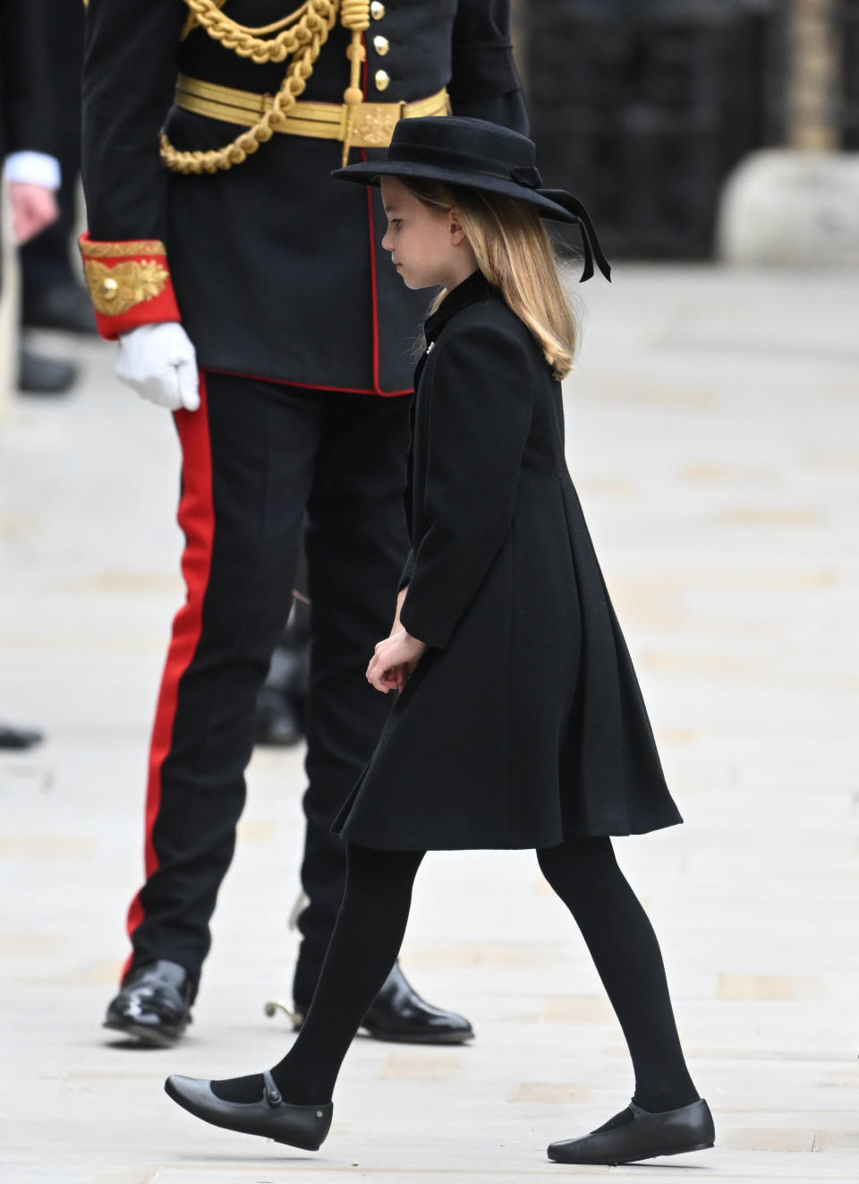 Princess Charlotte of Wales arrives for the state funeral of Queen Elizabeth II at Westminster Abbey on September 19, 2022 in London. (Getty Images)