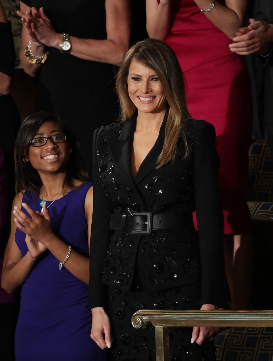 The First Ladies, Melania Trump and Brigitte Macron, brought sophisticated sparkle to the new administration’s first State Dinner.