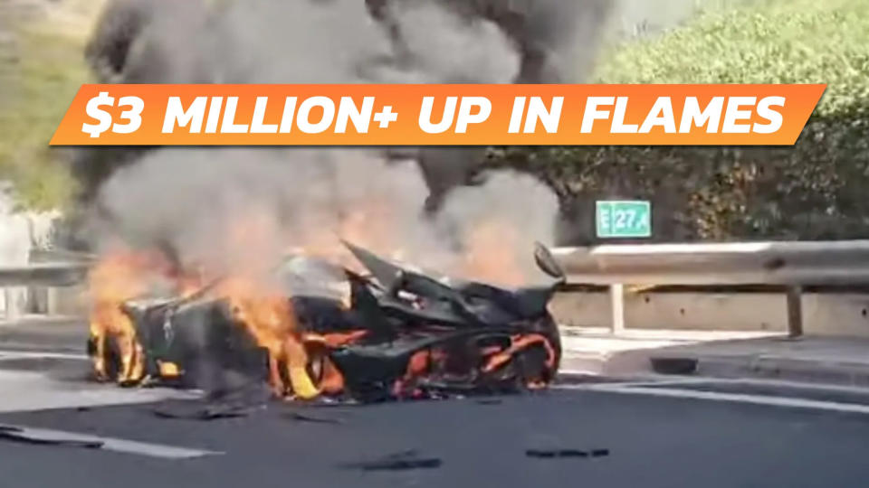 Koenigsegg Jesko on fire on highway