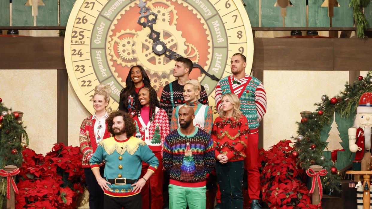  Nicole Franzel, Cameron Hardin,Taylor Hale, Danielle Reyes, Cody Calafiore, Xavier Prather, Frankie Grande, Britney Haynes and Josh Martinez on Big Brother Reindeer Games. 