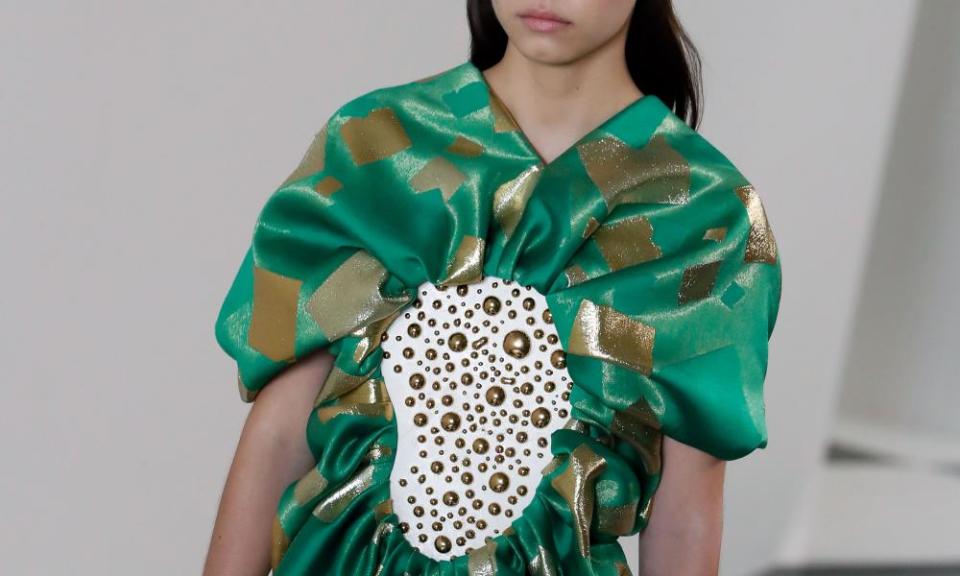 ‘Engineered panels’ designed via a collaboration with Takuro Kuwata were embedded into gowns