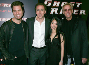 Mark Steven Johnson , director, Nicolas Cage , Alice Kim  and Peter Fonda at the New York premiere of Columbia Pictures' Ghost Rider