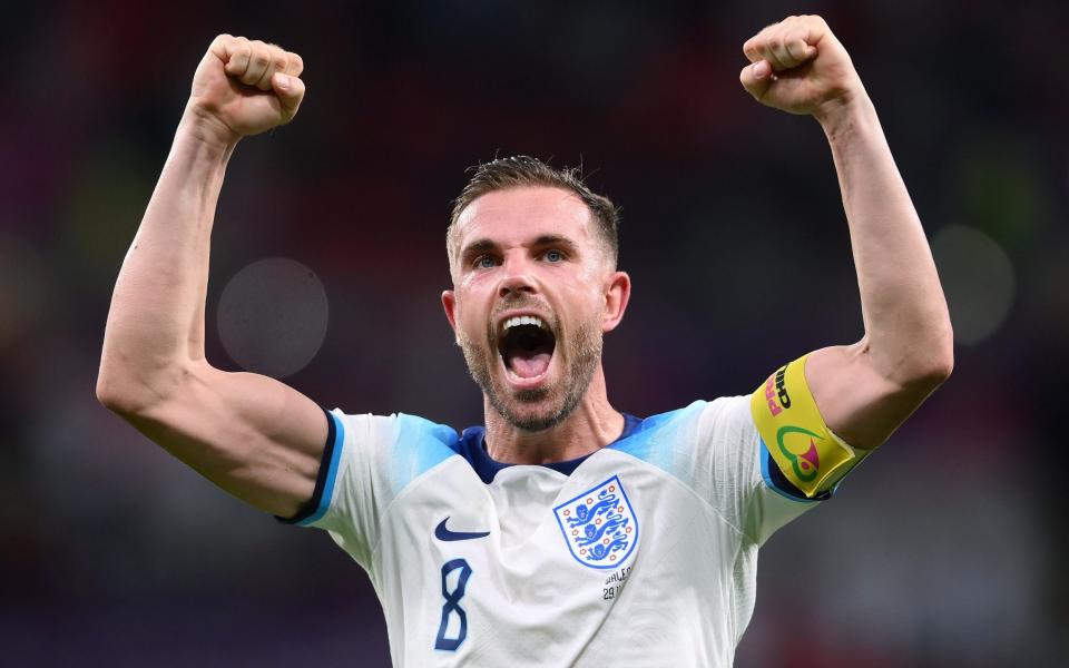 Jordan Henderson of England applauds fans after his side's 3-0 victory in the FIFA World Cup Qatar 2022 Group B match between Wales and England at Ahmad Bin Ali Stadium on November 29, 2022 in Doha, Qatar - Laurence Griffiths/Getty Images