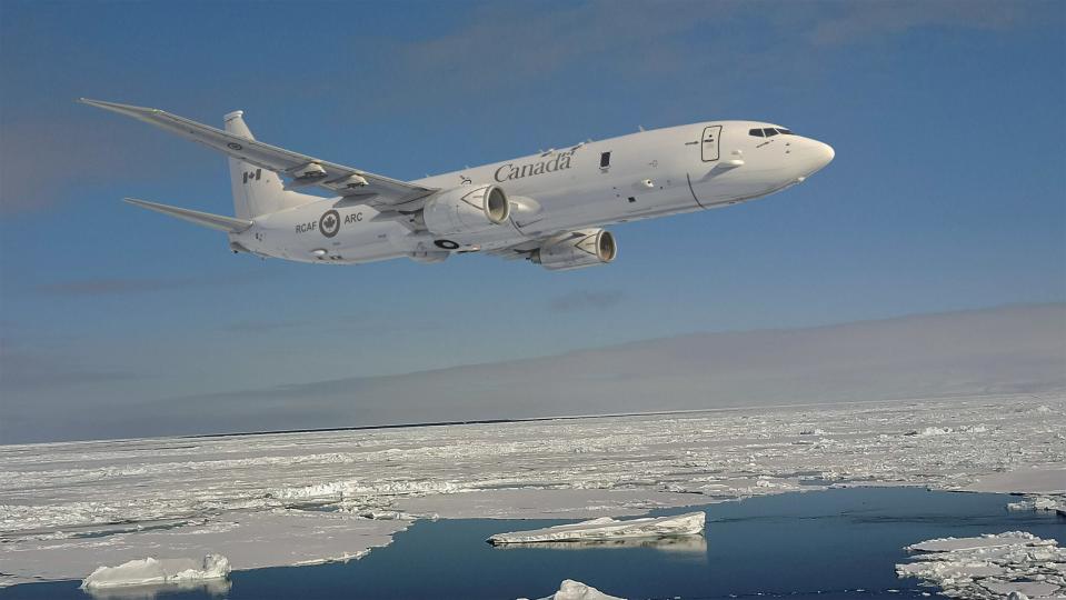 An artist’s concept of a P-8A Poseidon in RCAF colors. <em>Boeing</em>