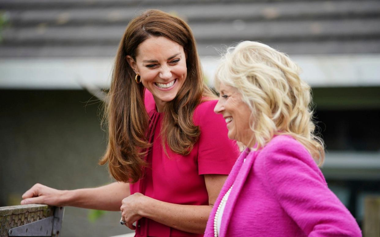 Duchess of Cambridge, left, and US First Lady Jill Biden