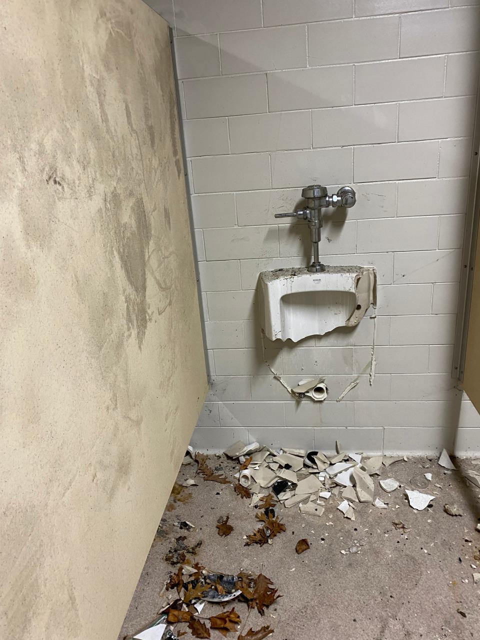 Vandalism seen at a Harriet Tubman Park restroom in Milwaukee in 2022.