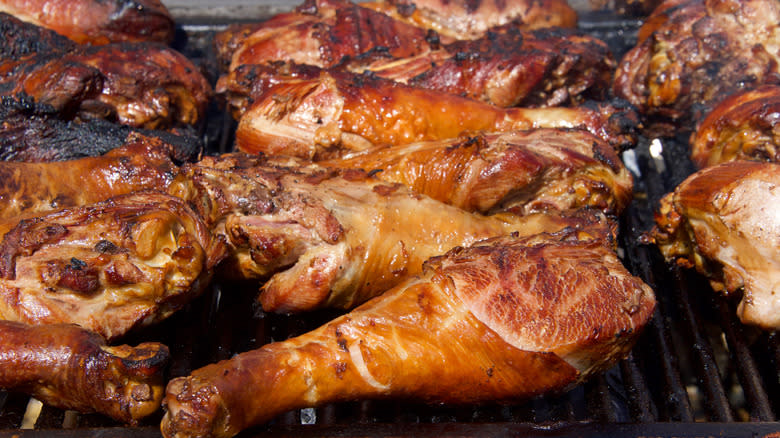 Grilling turkey leg