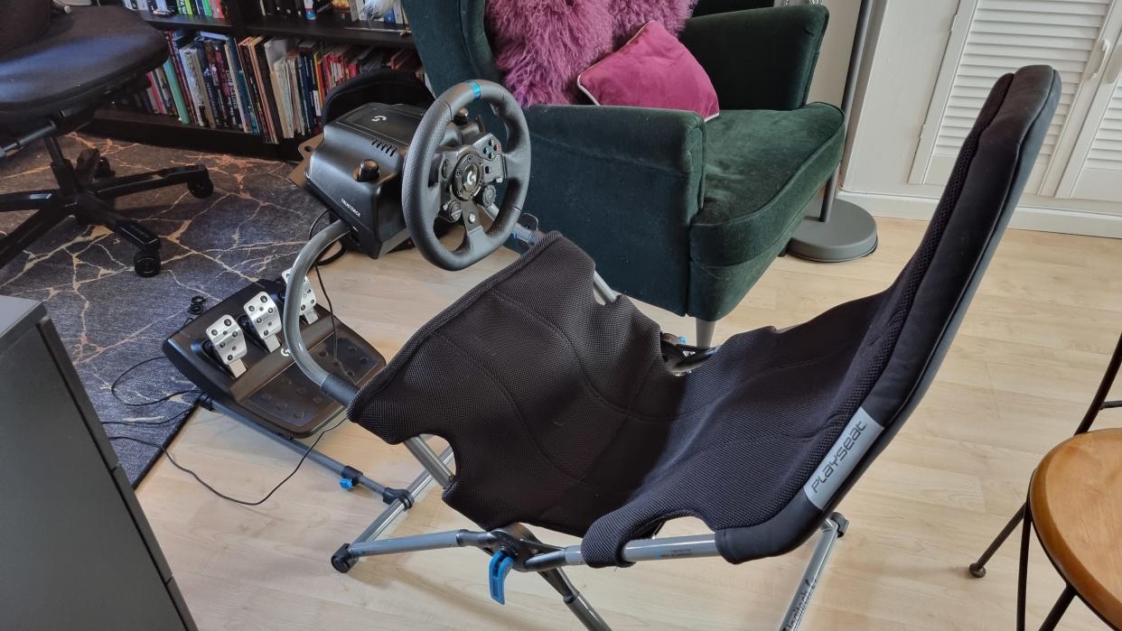  The Logitech Playseat Challenge X with the Logitech G923 attached. 