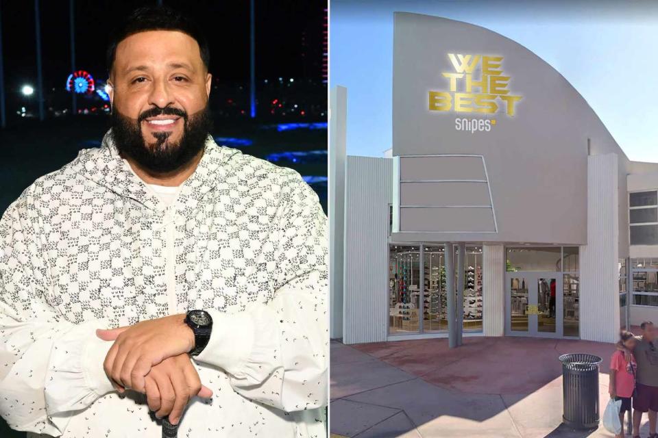 <p>Daniel Boczarski/Getty; Courtesy of SNIPES</p> DJ Khaled and his We the Best x SNIPES Store, which opens in Miami on August 3.