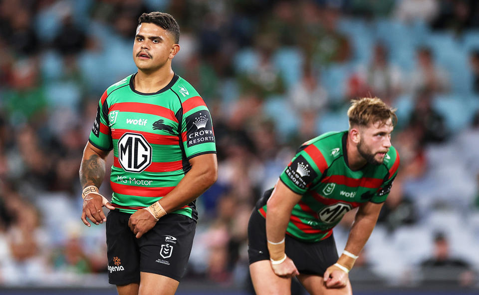 Latrell Mitchell, pictured here during South Sydney's loss to the Storm.