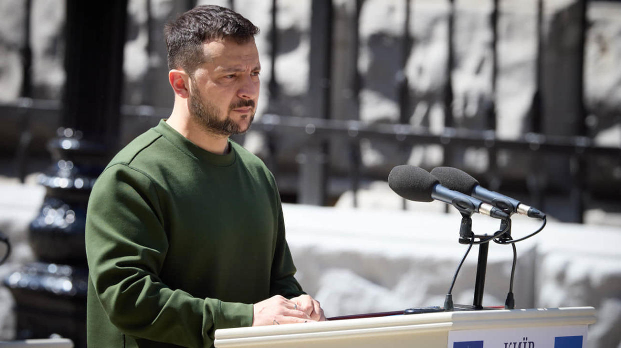 Volodymyr Zelenskyy during the press confrence with Jens Stoltenberg in Kyiv on 29 April, 2024. Photo: Ukraine's President's Office