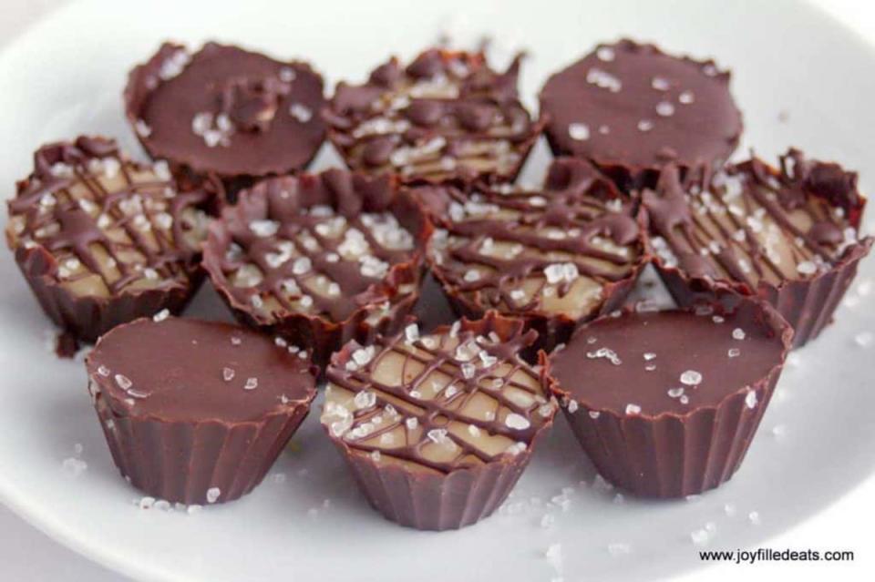 <p>Joy Filled Eats</p><p>These Salted Caramel Cups are divine. The center stays soft while the dark chocolate hardens and the sea salt complements the sweetness!</p><p><a href="https://joyfilledeats.com/salted-caramel-cups/" rel="nofollow noopener" target="_blank" data-ylk="slk:Get the recipe!;elm:context_link;itc:0;sec:content-canvas" class="link ">Get the recipe!</a></p>