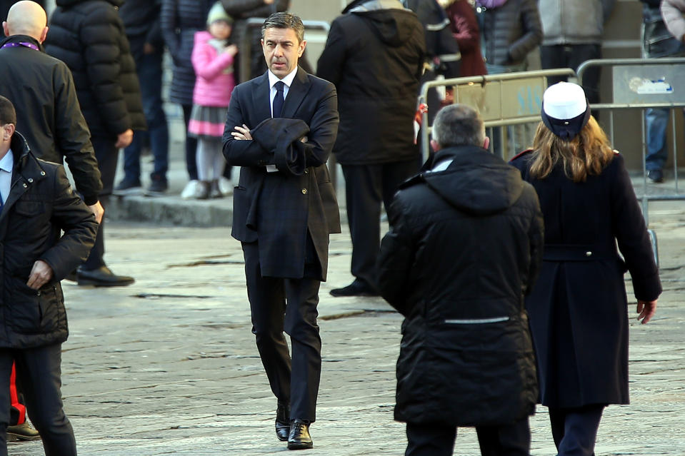 <p>Alessandro Costacurta sub commiser of FIGC ahead of a funeral service for Davide Astori on March 8, 2018 in Florence, Italy. The Fiorentina captain and Italy international Davide Astori died suddenly in his sleep aged 31 on March 4th, 2018. (Photo by Gabriele Maltinti/Getty Images) </p>